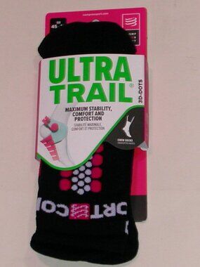 Compressport Ultra Trail Socks V2.0 NWT Men's Size 11 - 13.5 Black/Red